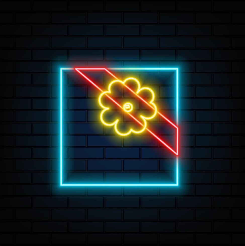 Gift box with hearts icon. Valentine elements in neon style icons. vector