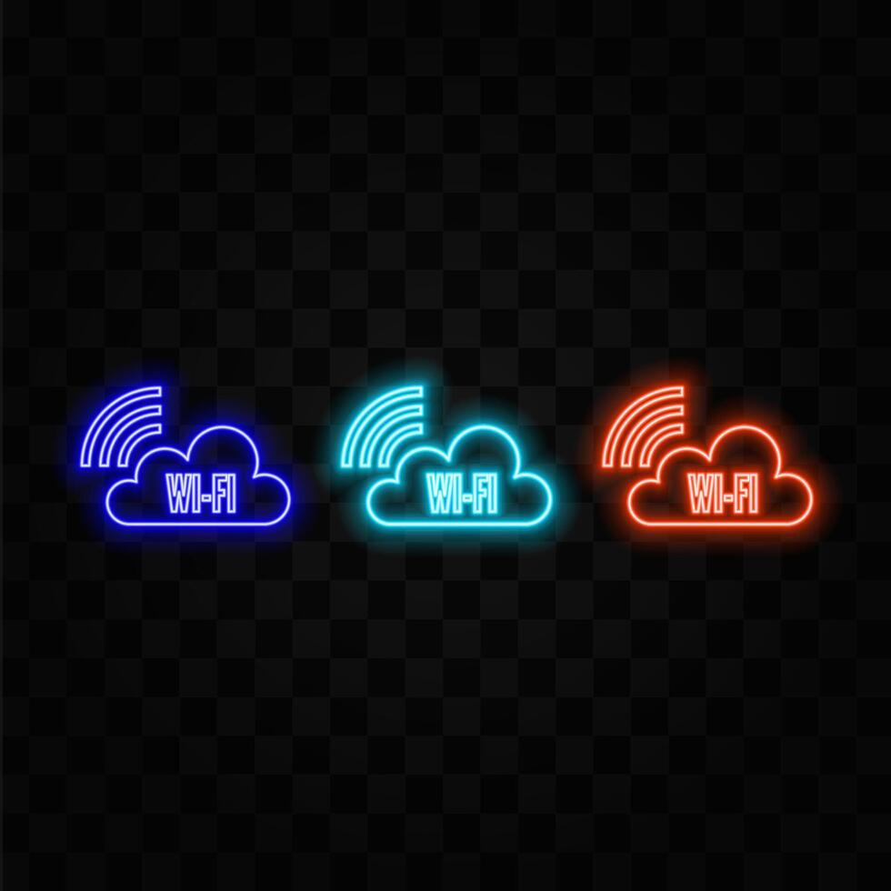 Blue neon waves symbol free Wi-Fi vector