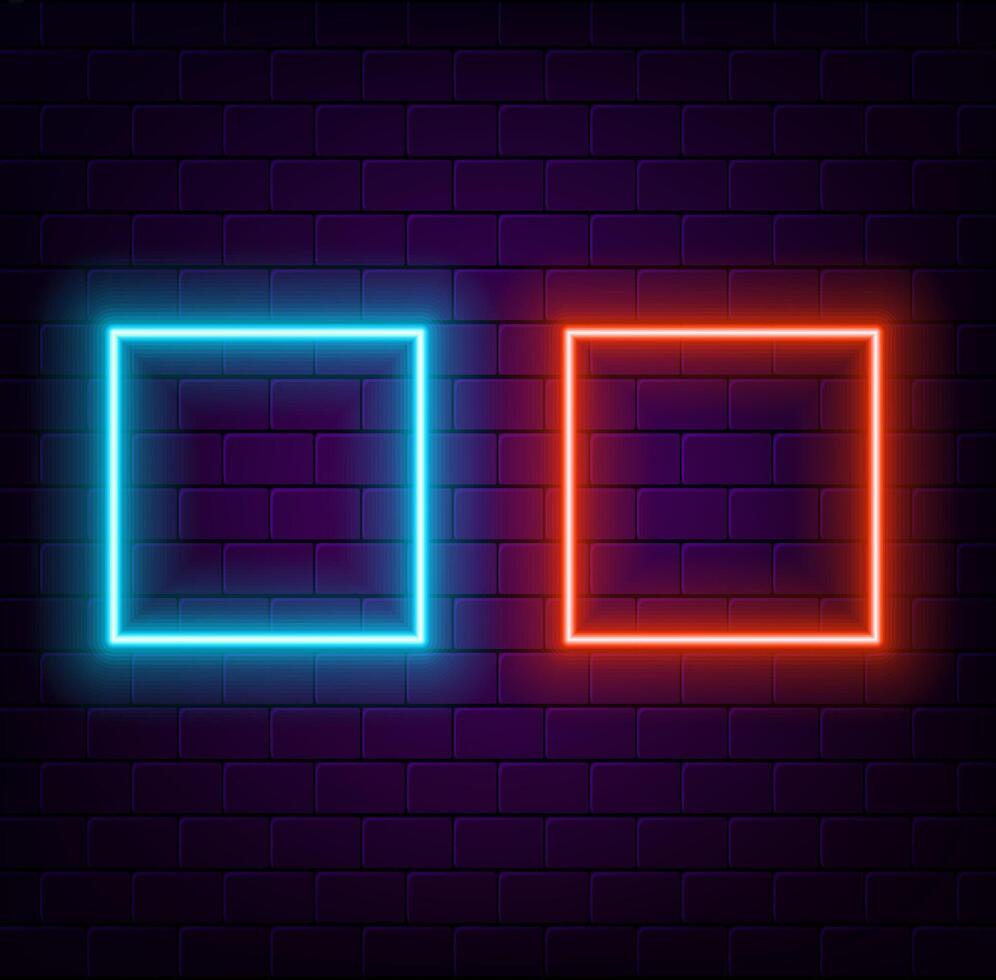 Square Neon Sign. orange color. vector