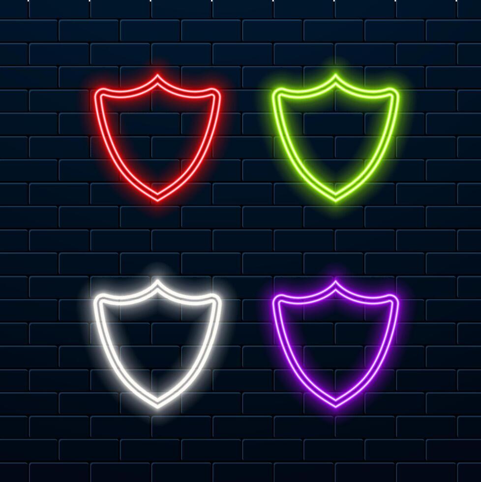 Shield icon Neon Light Sign vector