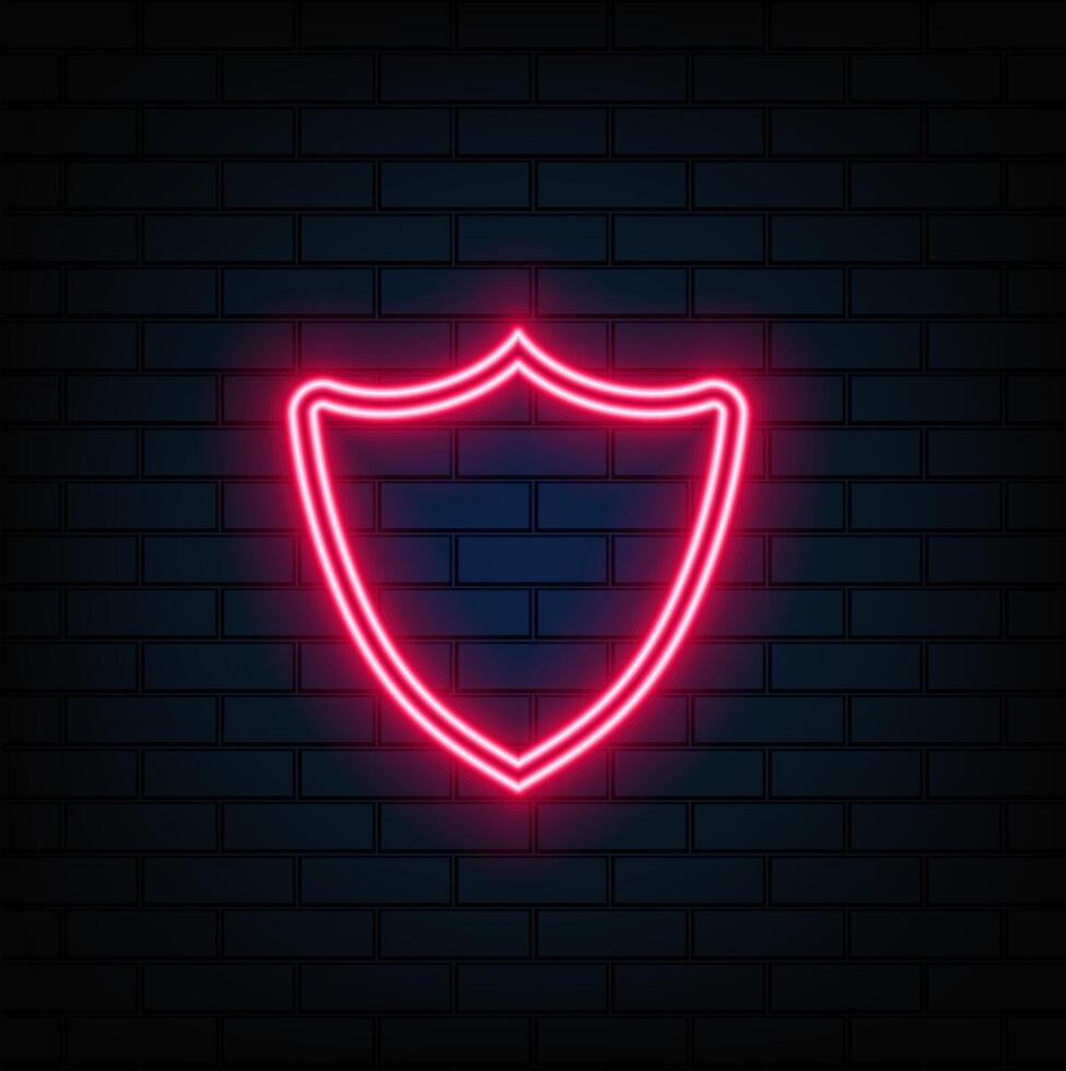 pink Neon Shield Shape. stlyle neon. vector
