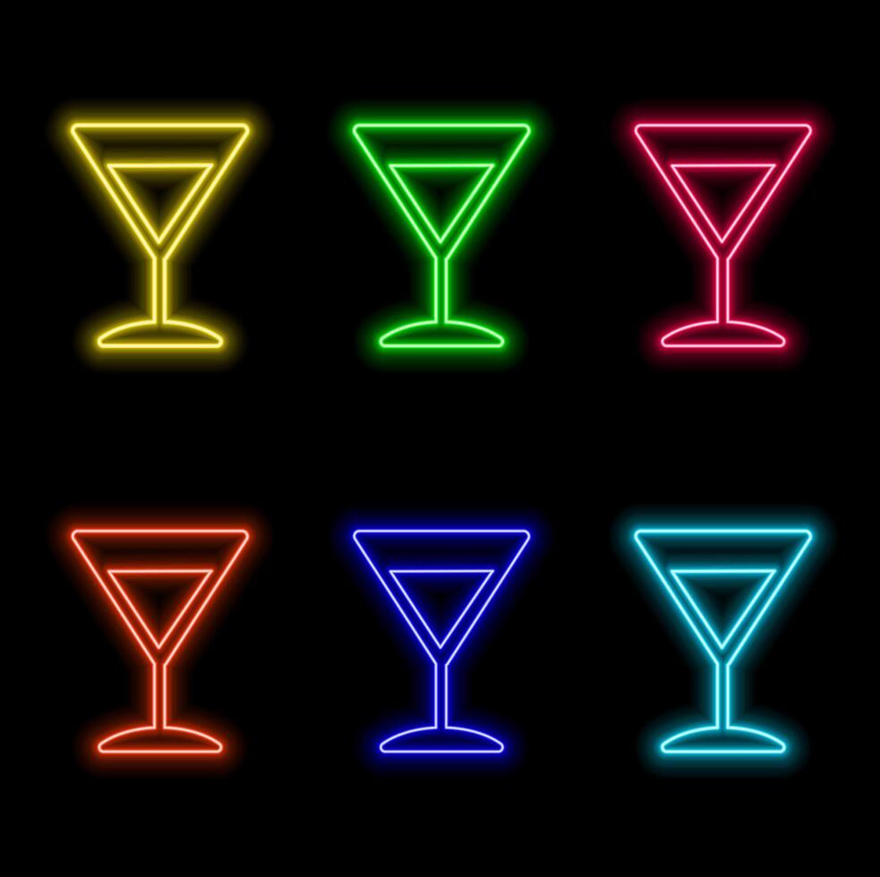 Winter holidays symbols set in neon style vector
