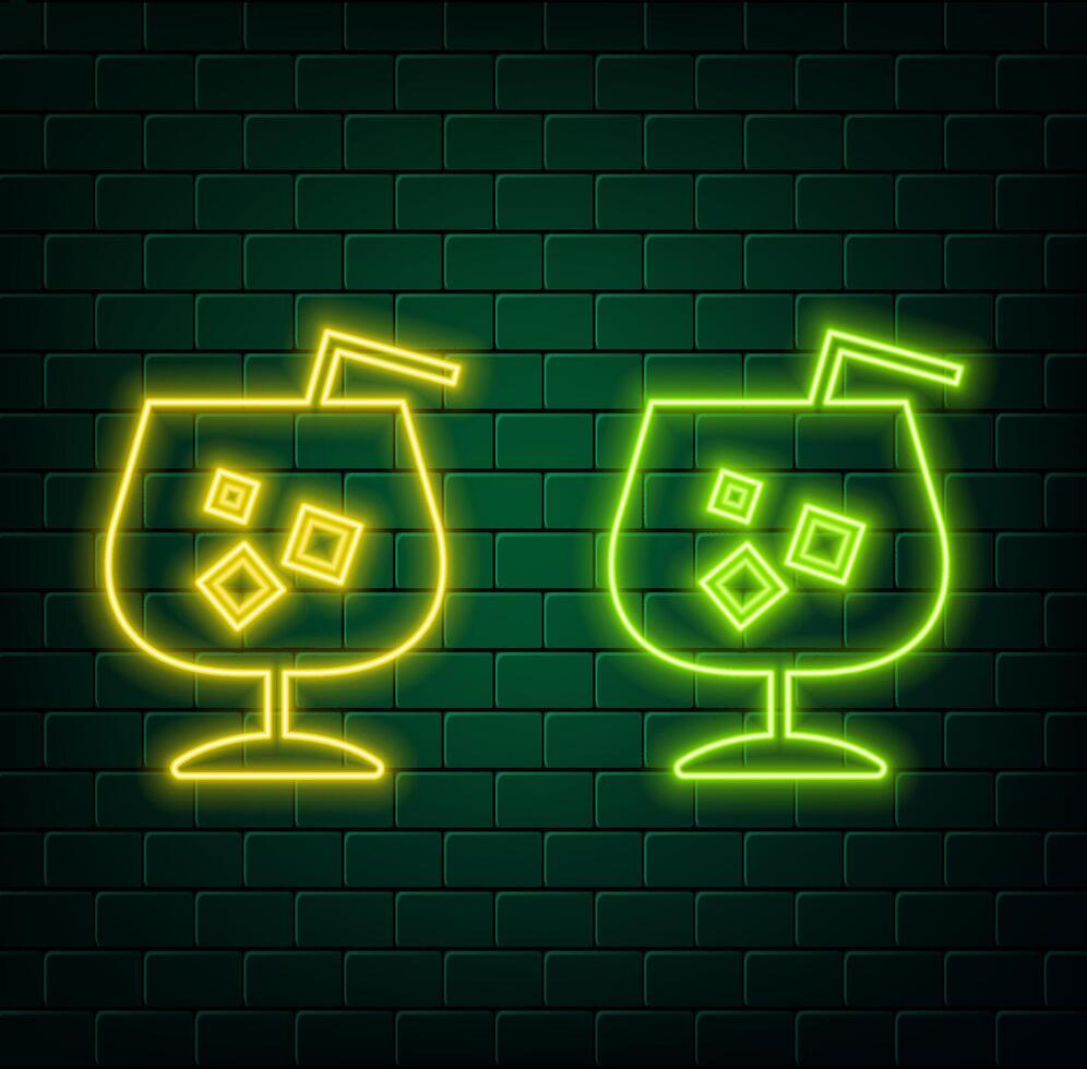 Beautiful abstract neon bright blue glowing icon of a glass on a thin leg for martini margarita vector