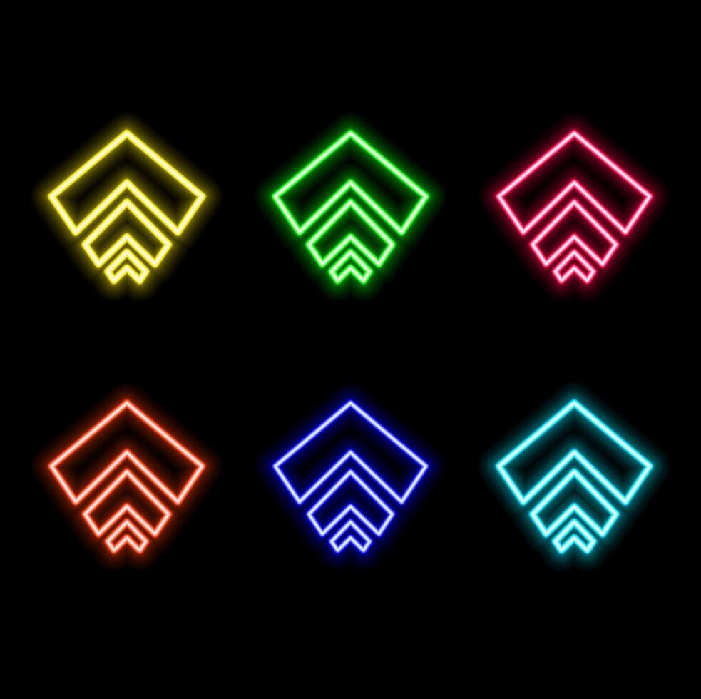 Arrow sign neon effect vector
