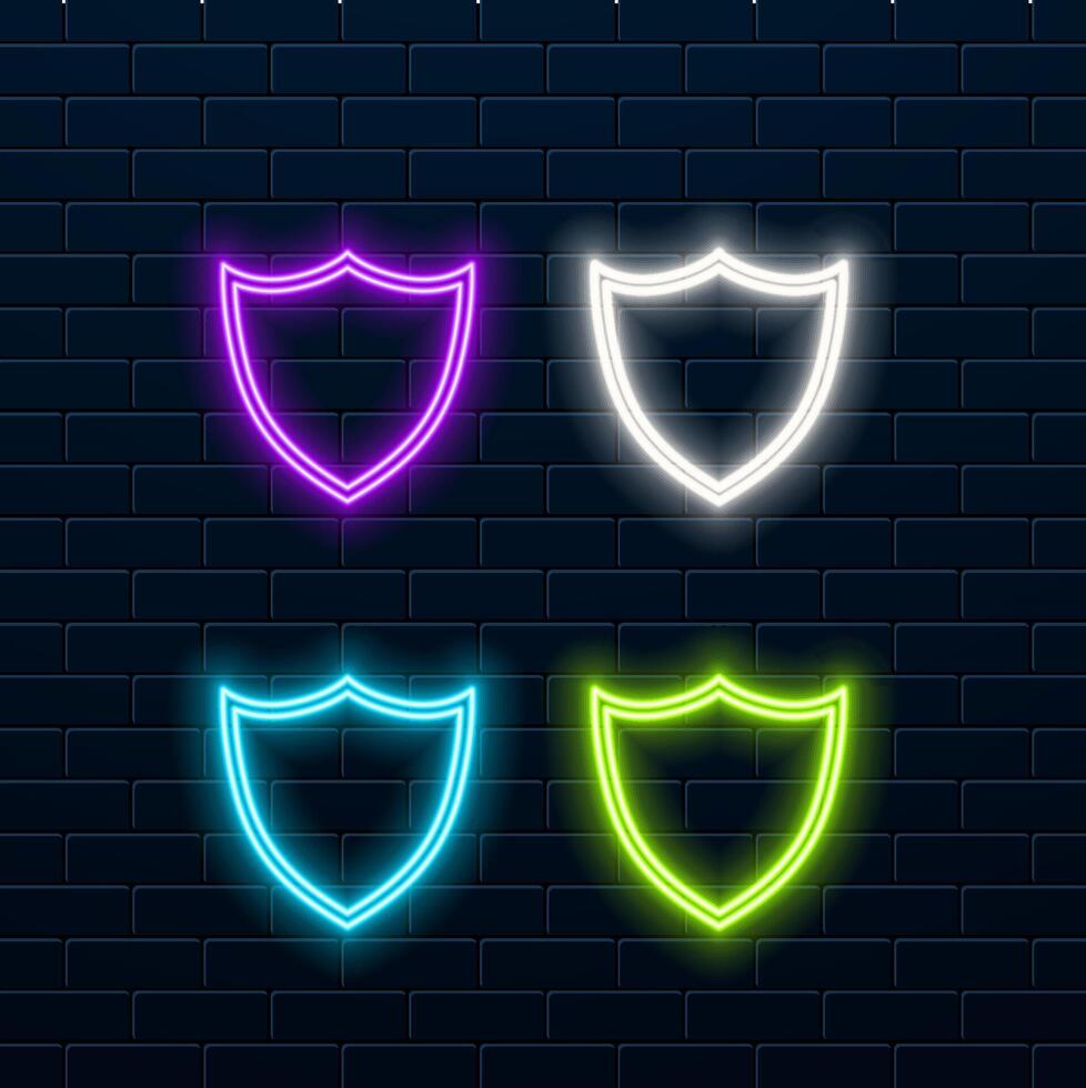 Shield neon banner. style neon. vector