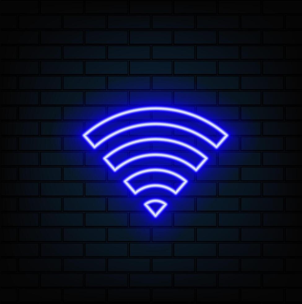 Wifi neon sign Night bright advertisement illustration in neon style for cafe and connection vector