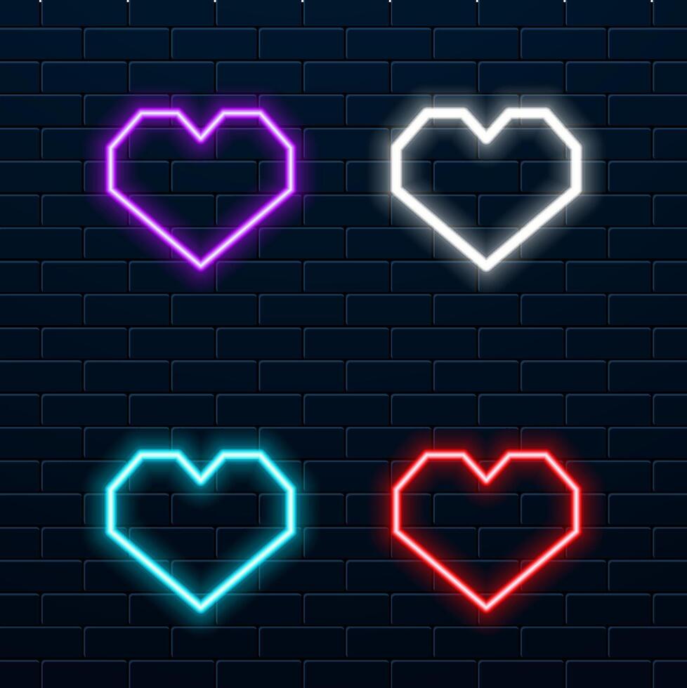 Lovely neon red heart valentines day background vector