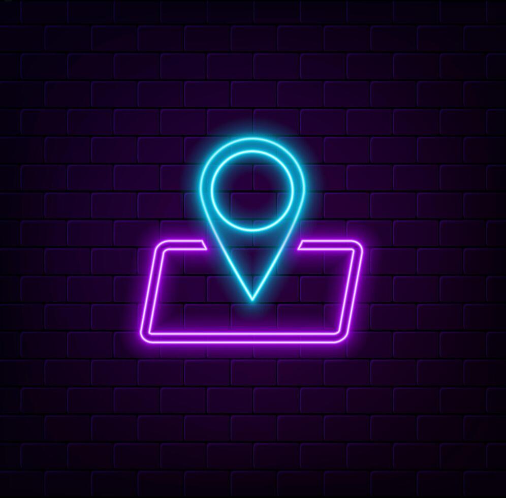 Point. Maps pin in neon light effect. Location. illustration design. vector