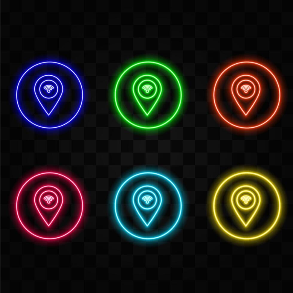 WiFi Neon Icon Sign on Brick Wal vector