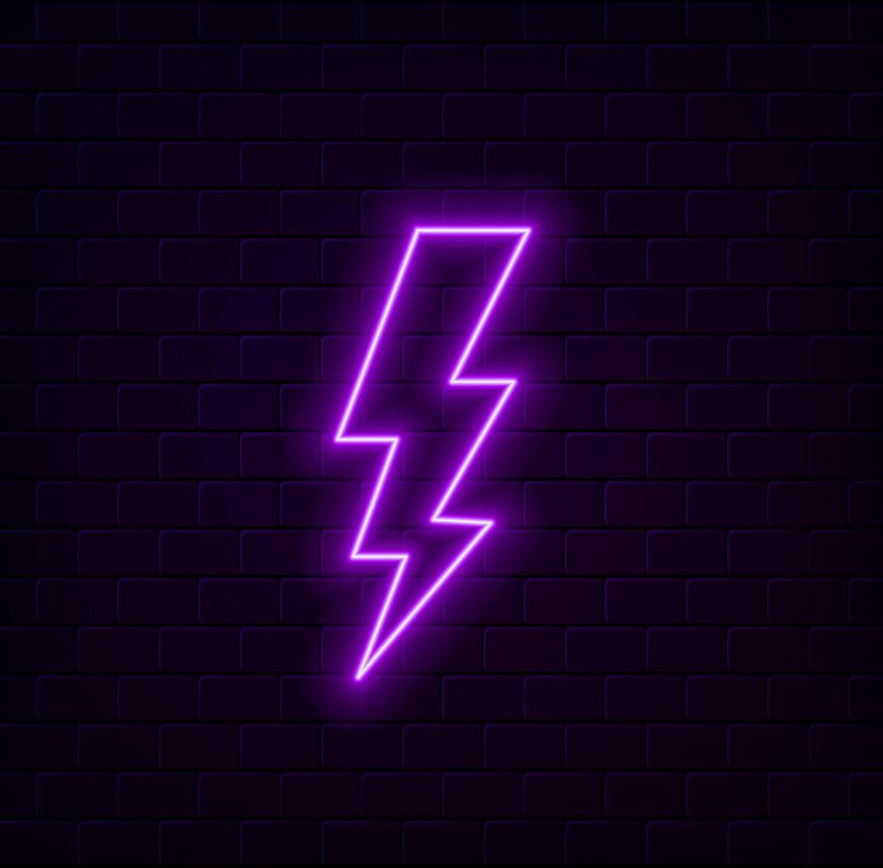 Lightning neon signboard sign on black background. vector