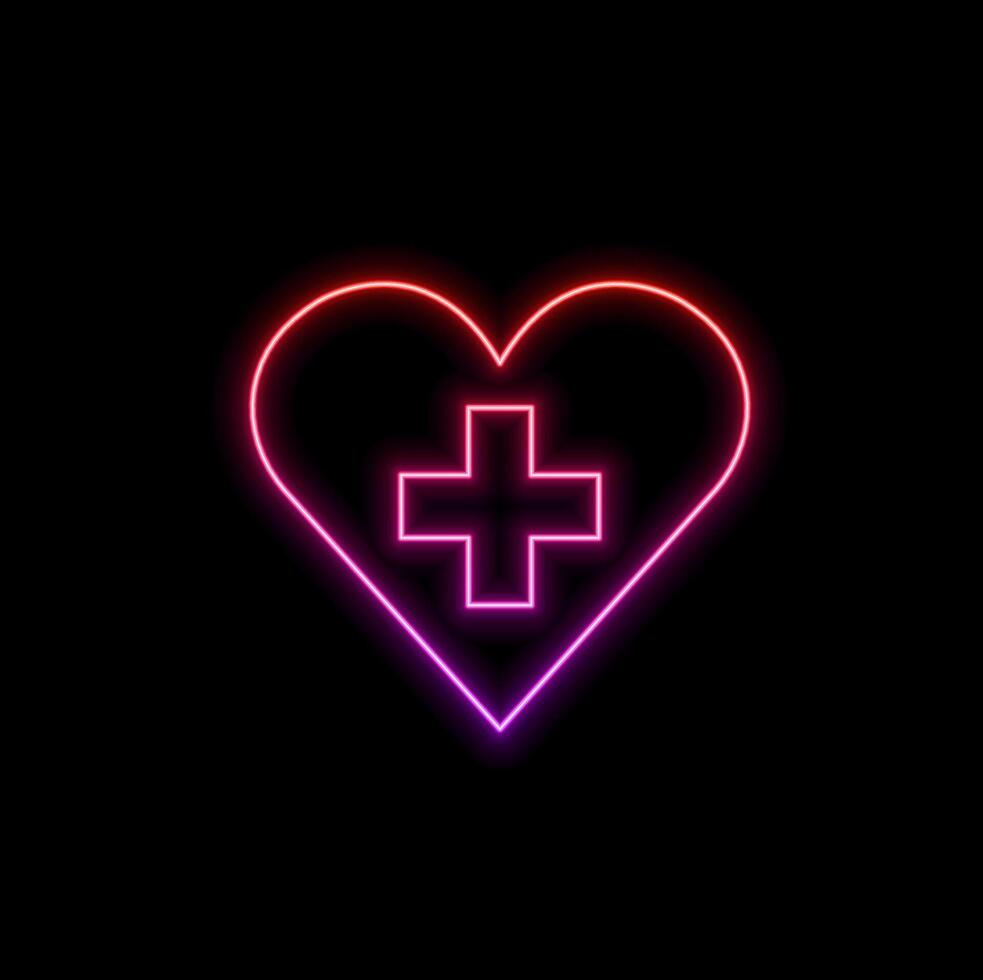 Add heart neon icon. Elements of the social media network set. Simple icon for websites, web design, mobile app, information graphics isolated on brick wall vector