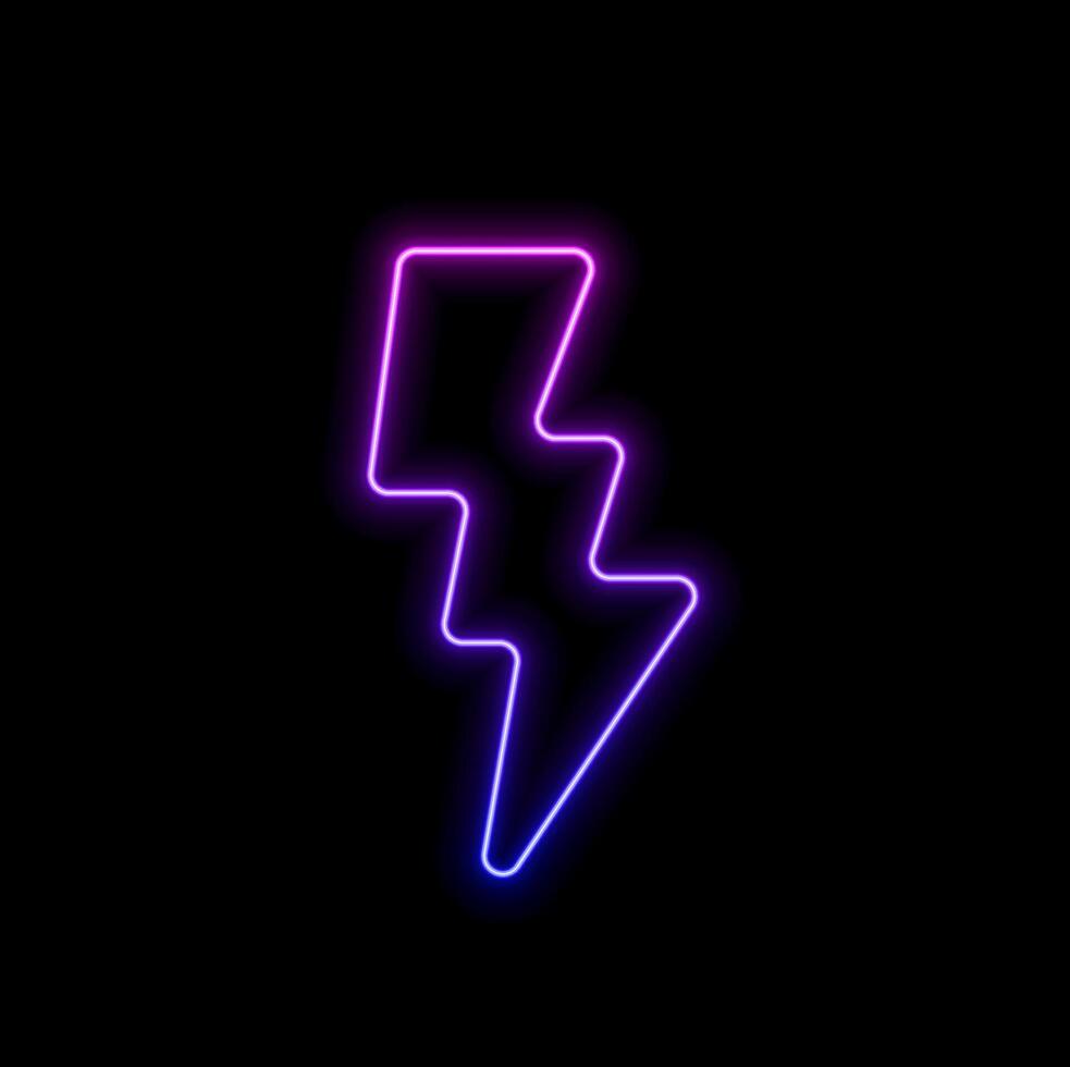Levin neon lightning sign laser led hologram symbol. purple color. vector