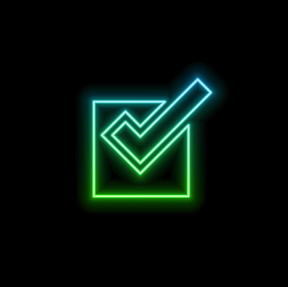 Digital checkmark icon hologram on future technology background. Productivity and classification evolution. Futuristic checkmark icon in the world of technological progress and innovation. vector