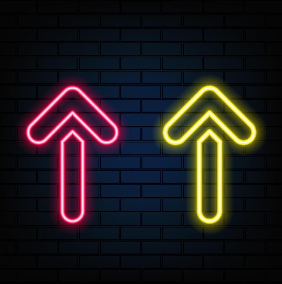 illustration of neon, and arrows on dark background vector
