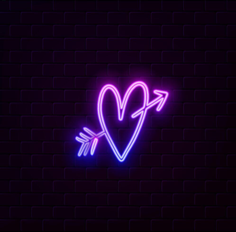 Valentine's Day Neon Sign. neon style. vector