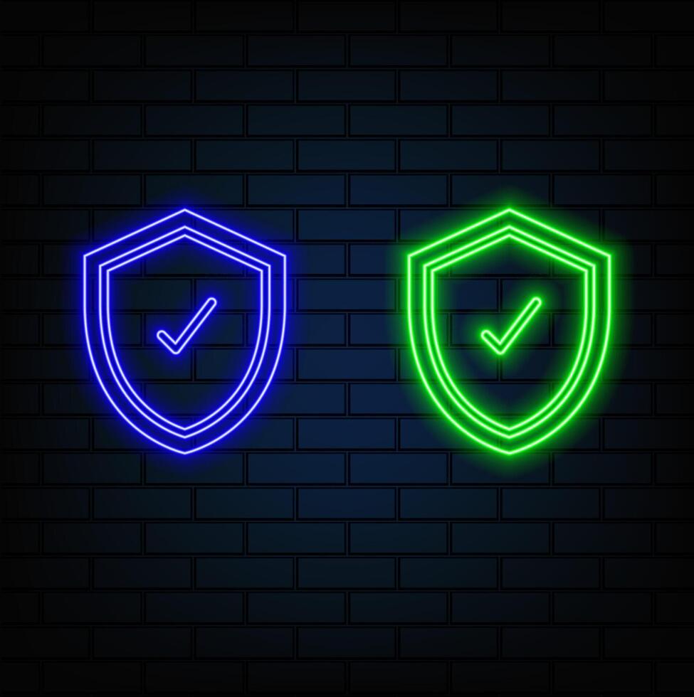 Bright check mark shield logo to protect your company vector