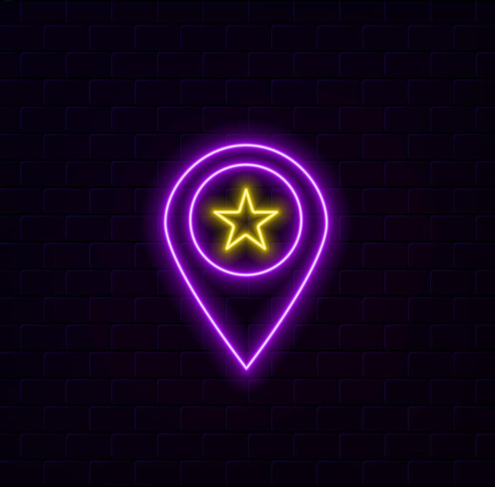 Location mark neon purple icon suitable for website and UI material, mobile app social media. vector
