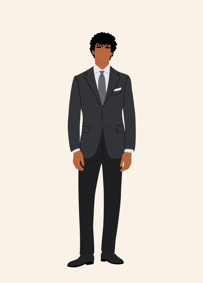 Businessman in formal suit with white shirt and tie. Handsome young man wearing for event, wedding, party vector