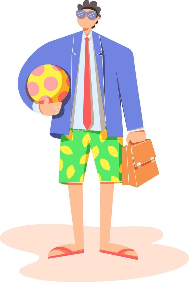 Balancing Work and Vacation Modern Business Traveler vector