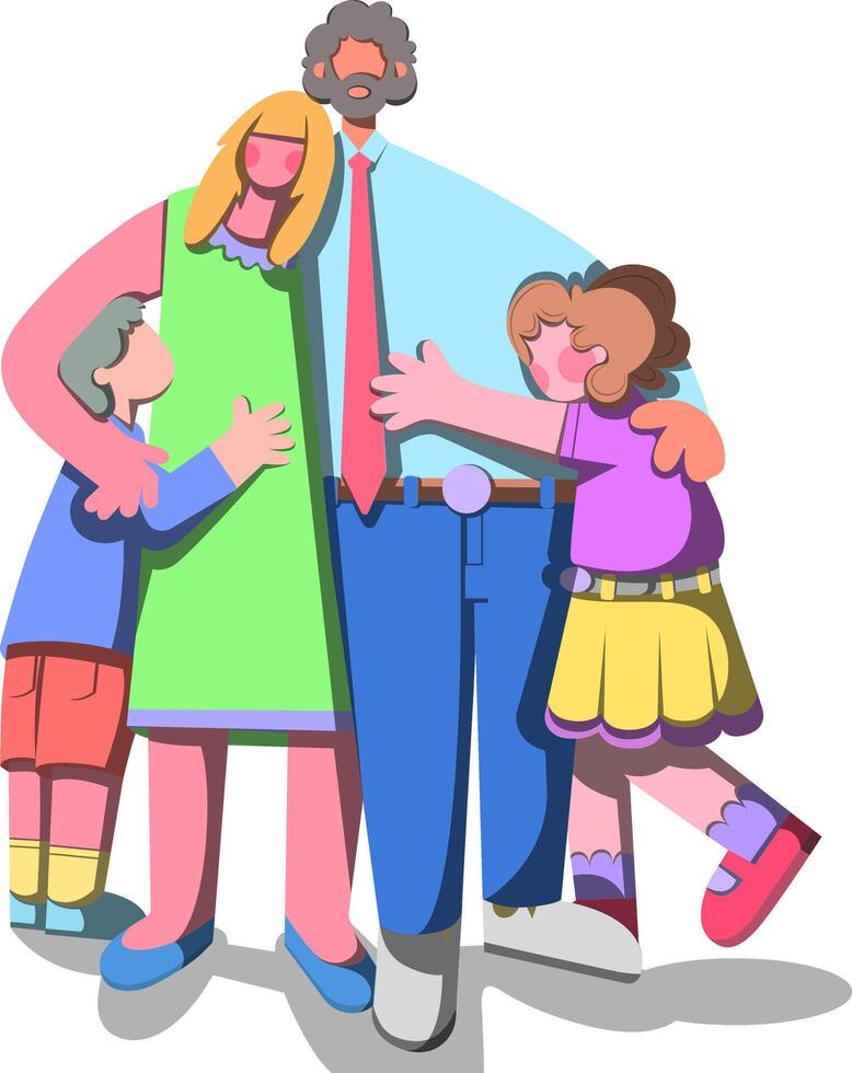 Happy Family Together in a Loving Embrace vector