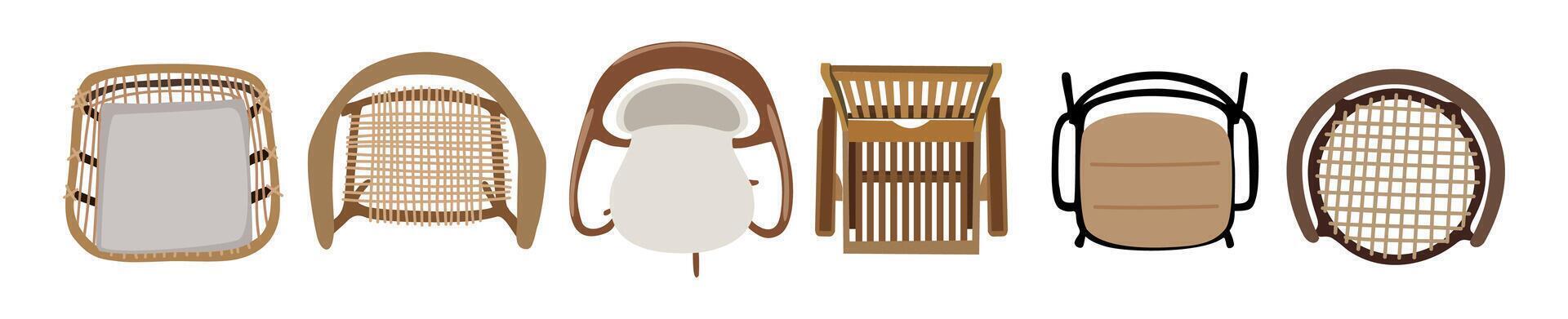 Set of Different outdoor chairs and armchairs. vector