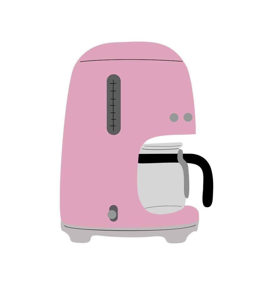Pink Retro coffee machine isolated on white vector