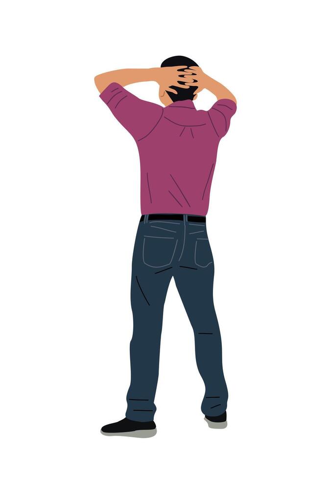 Business man view with his arms up on the head. vector