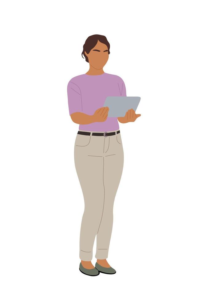 Young business woman using digital tablet isolated vector