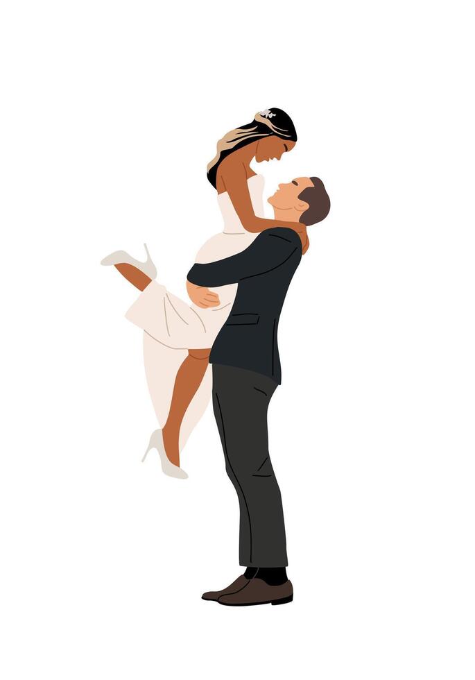 Happy Wedding couple isolated on white. vector