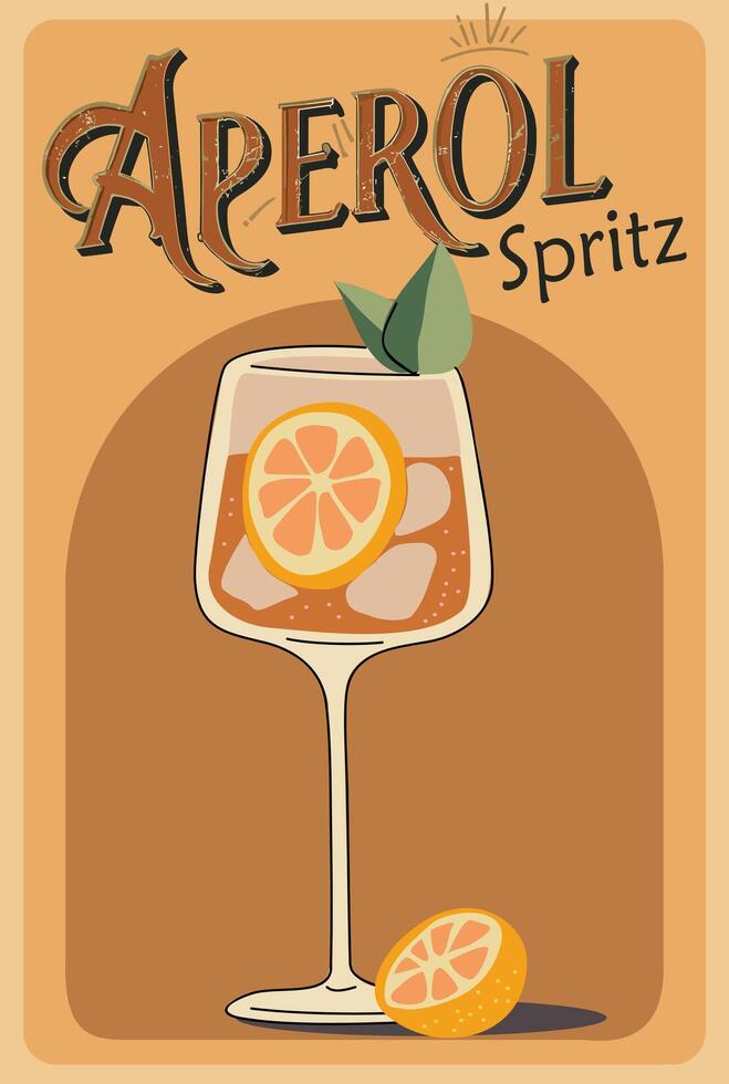 Aperol Spritz classic Cocktail retro poster vector
