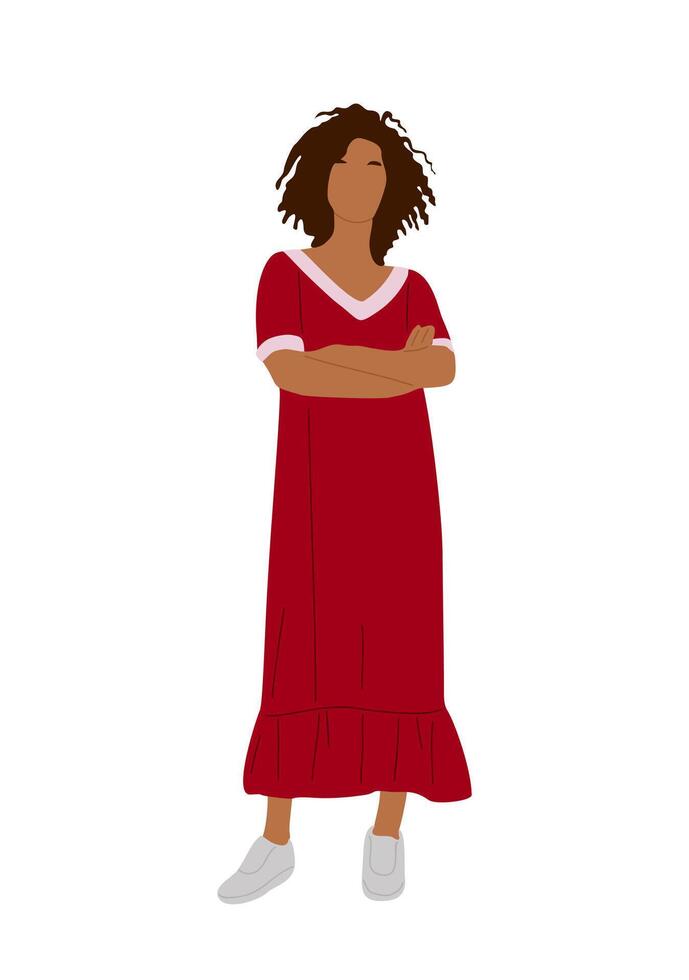 Stylish black girl in summer street fashion outfit vector