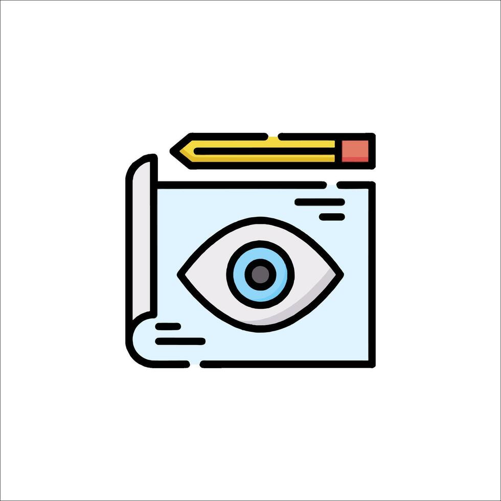 An eye and a pencil on a white background vector