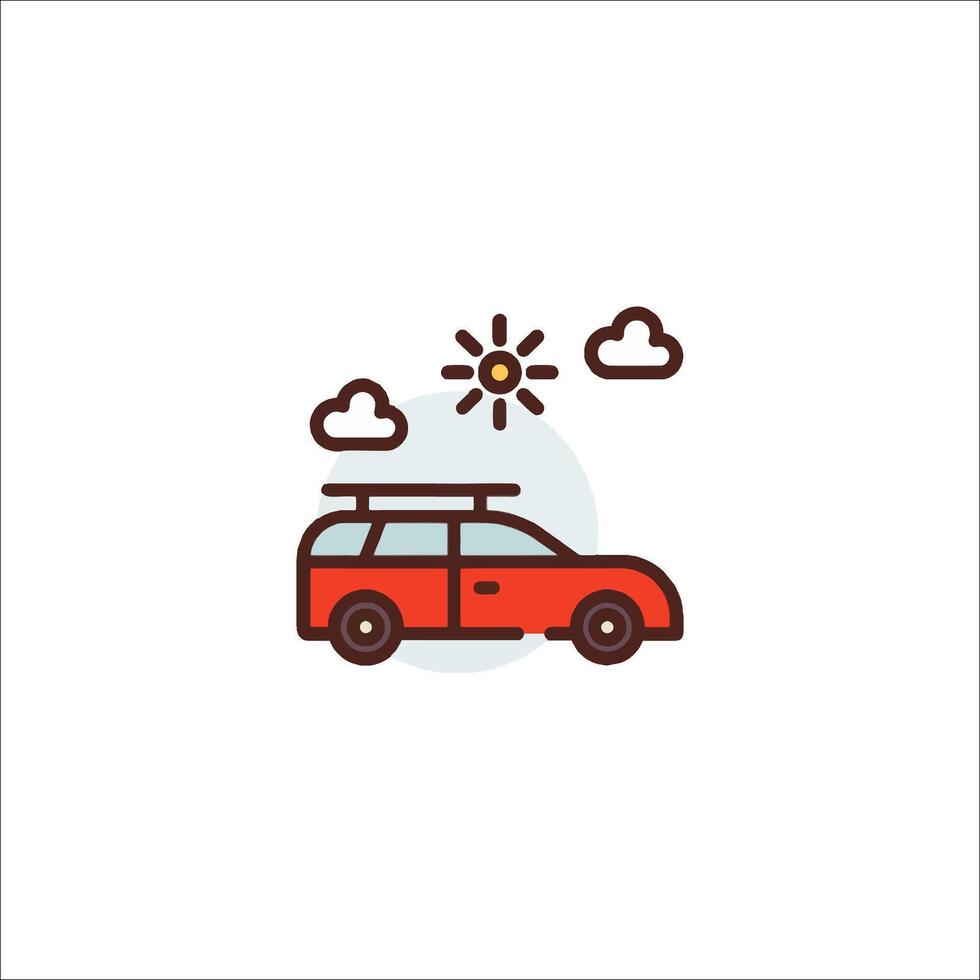Car icon with sun and clouds vector