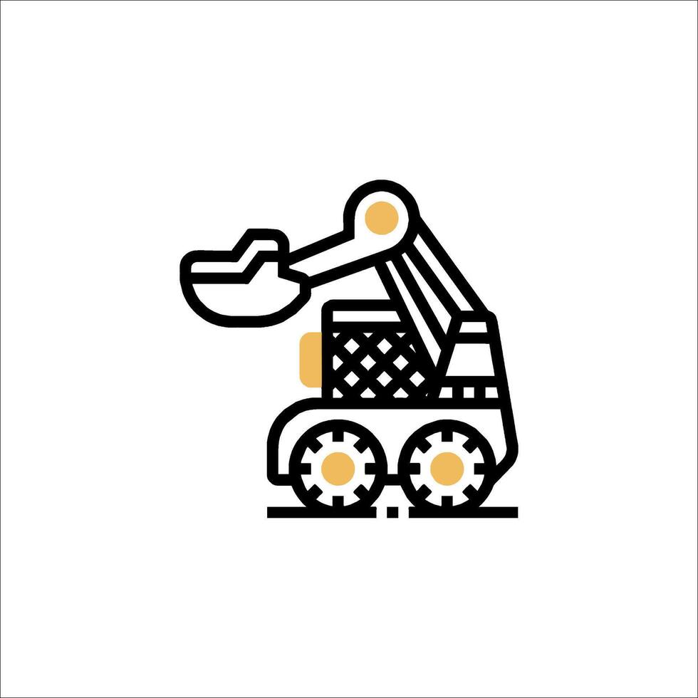 A black and yellow construction vehicle icon vector