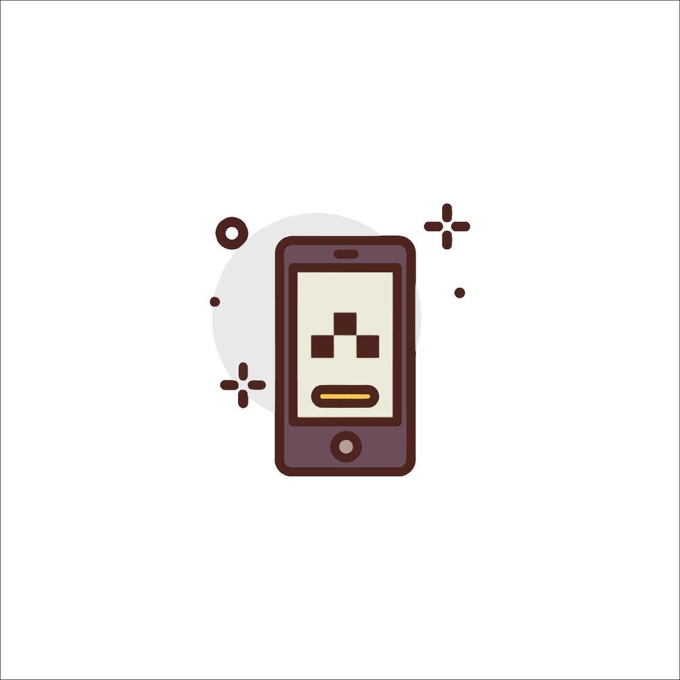 A phone with a pixel face on it vector
