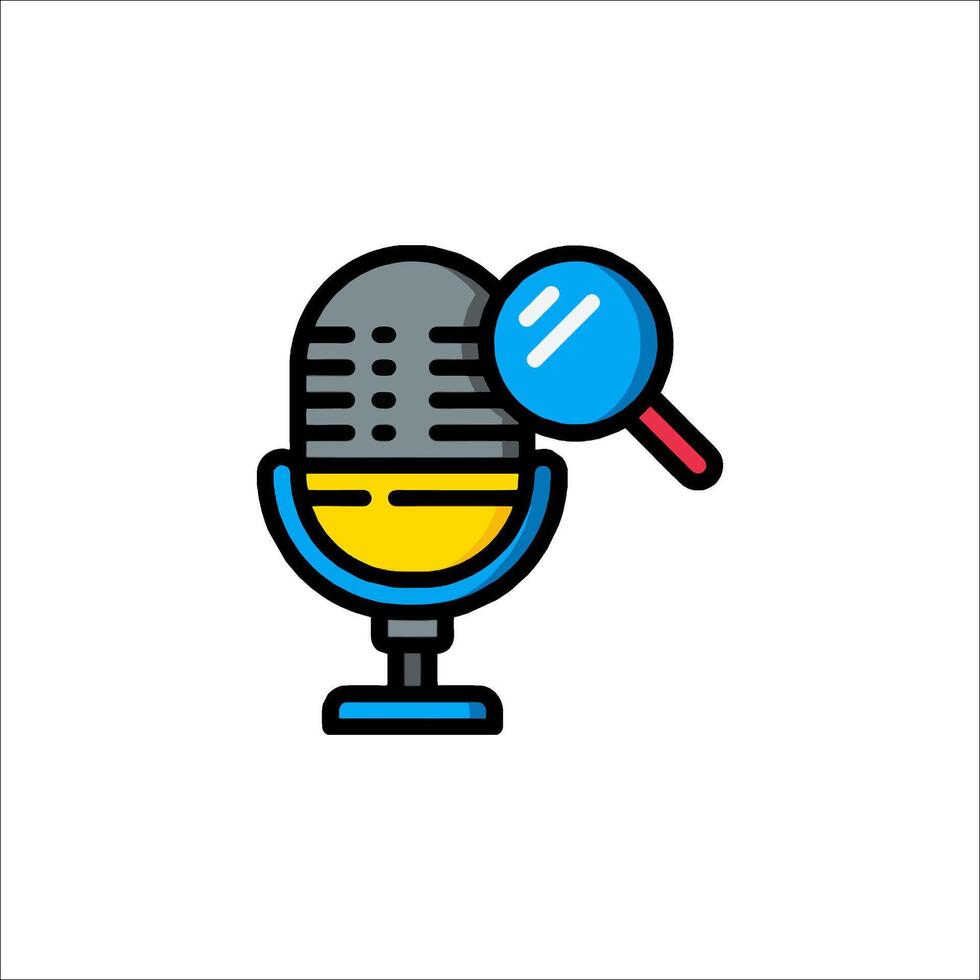 A microphone and magnifying glass icon vector