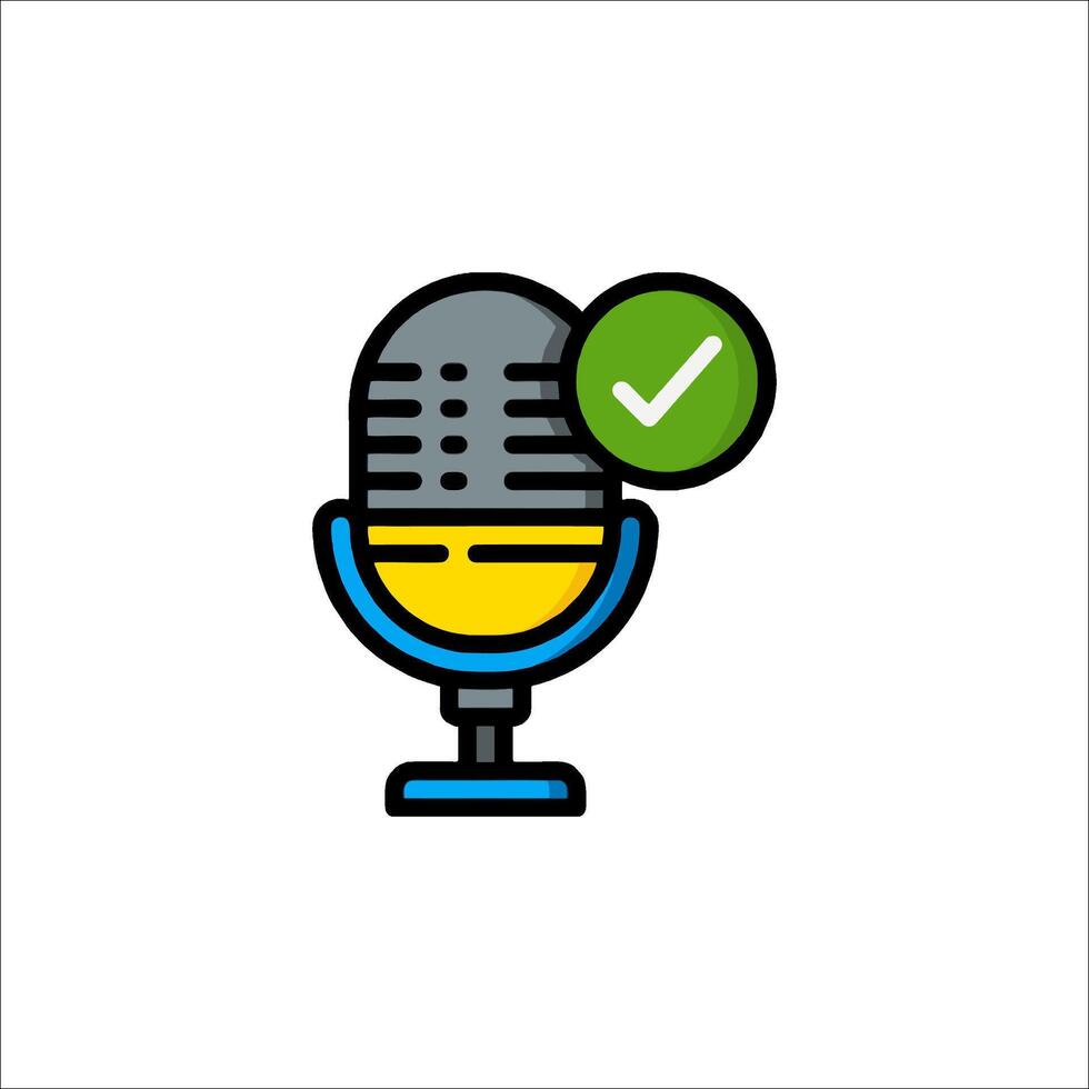 A microphone with a tick mark on it vector