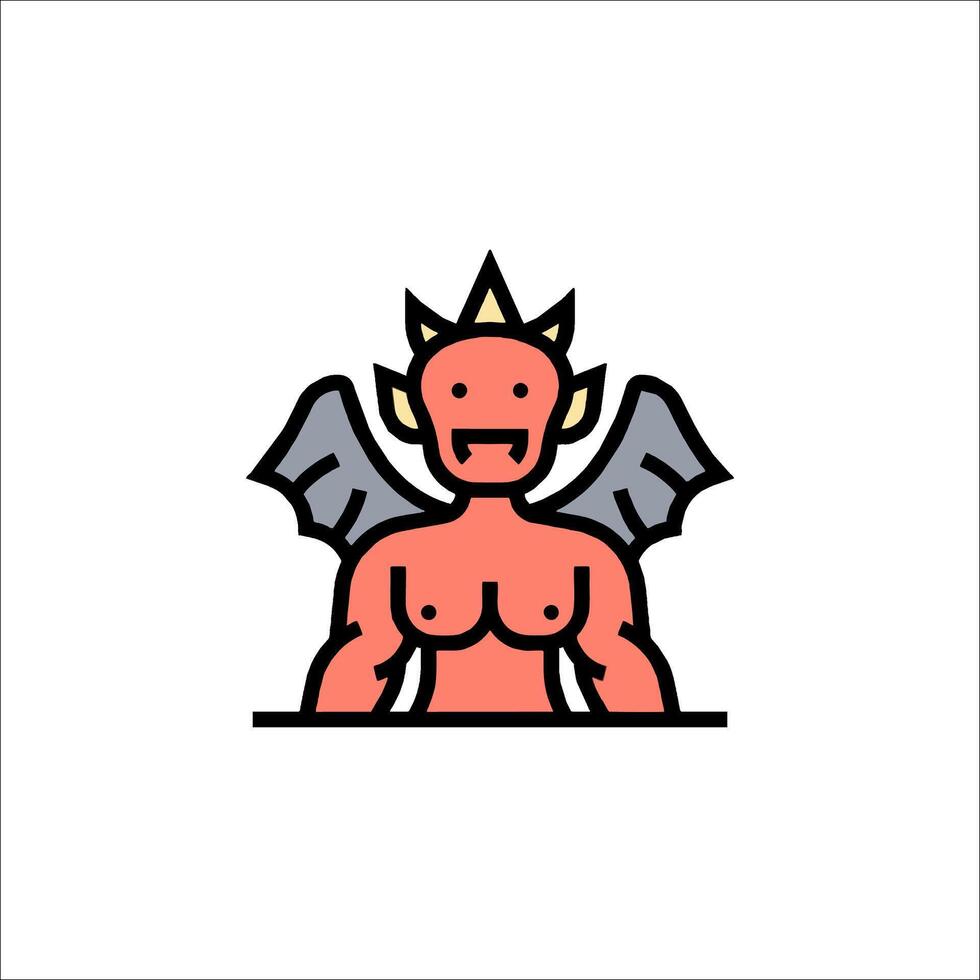 A cartoon devil with horns and wings vector