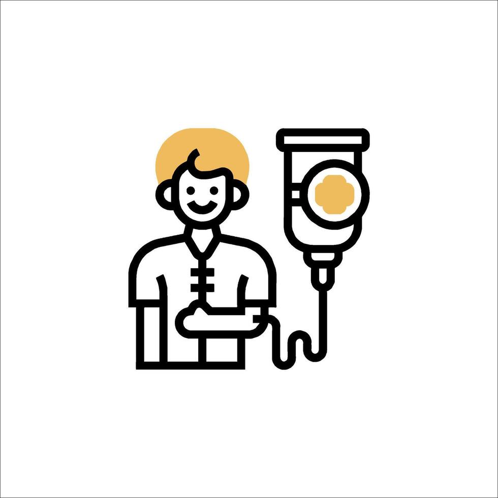 A man with a drip in his hand and a syringe vector