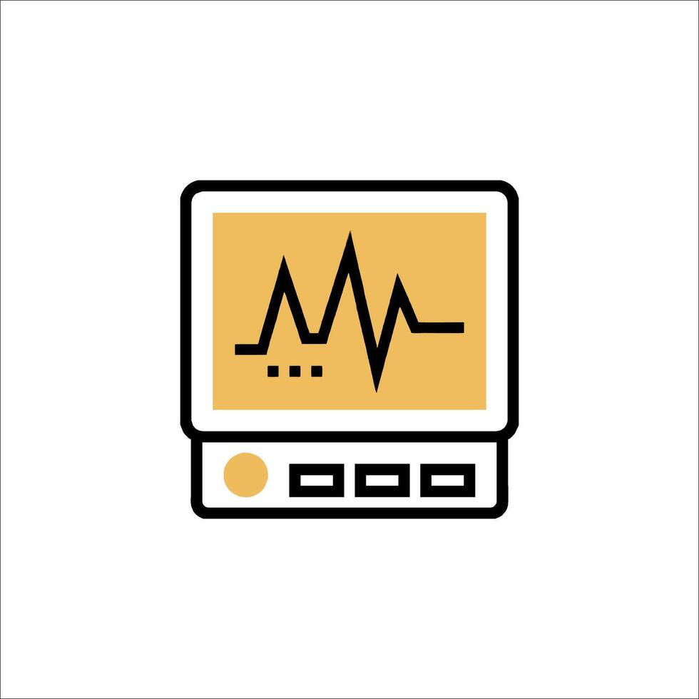 Monitor icon with heartbeat line on white background vector