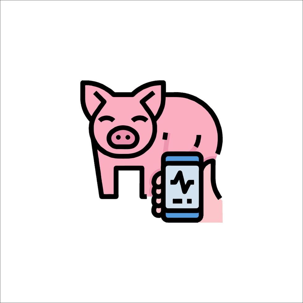 A pig is holding a phone and a credit card vector