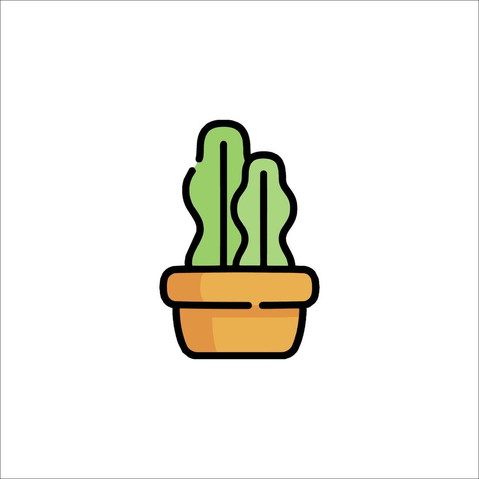 A cactus plant in a pot on a white background vector