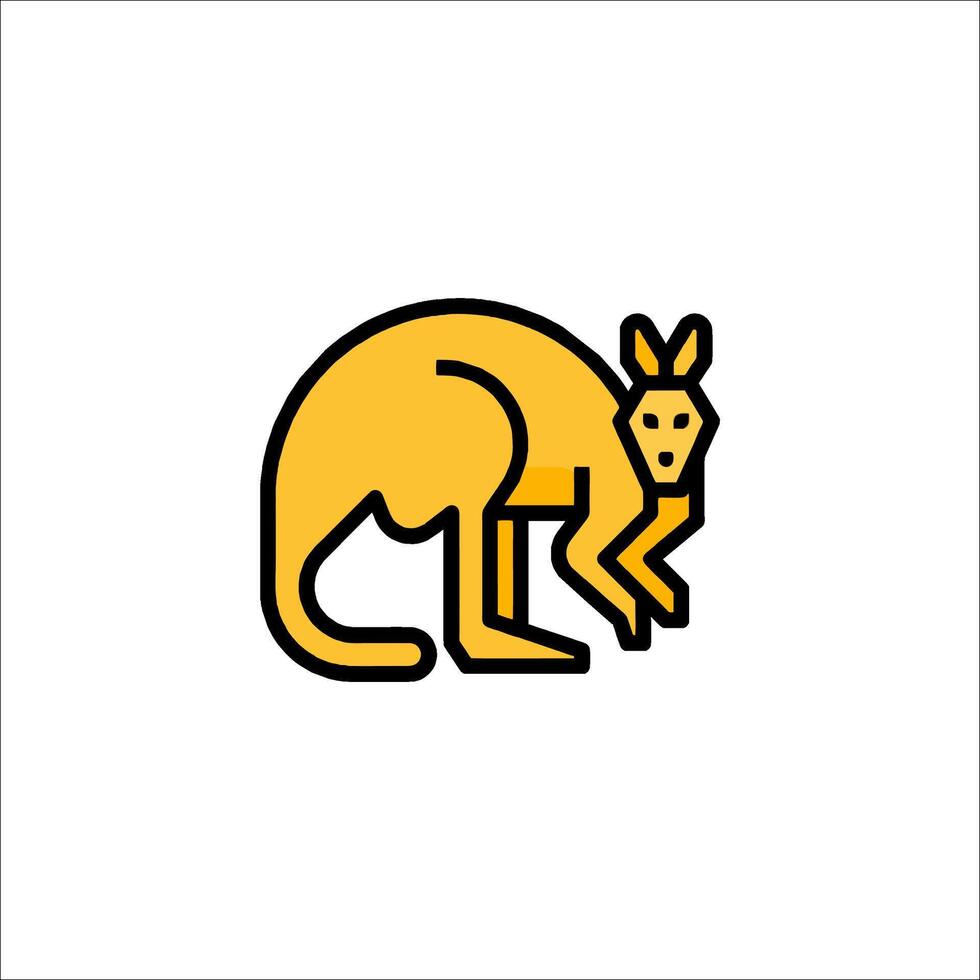 A kangaroo is shown in a simple line style vector