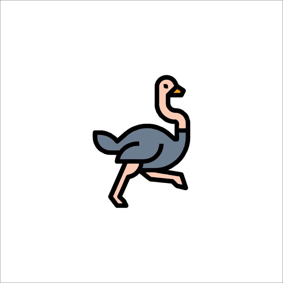 An ostrich is running in a line on a white background vector
