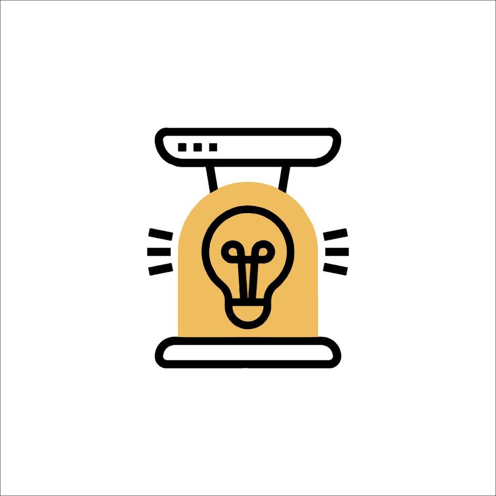 A light bulb on a scale icon vector