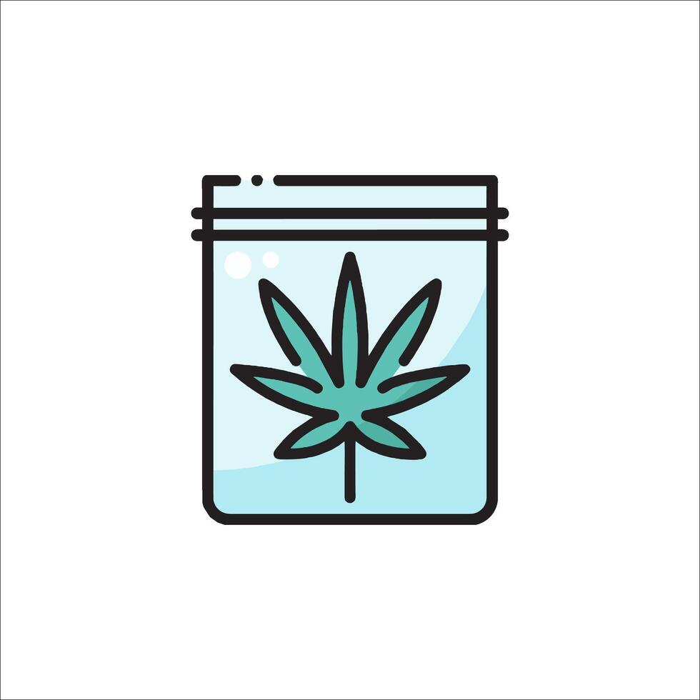 A marijuana leaf icon in a jar vector