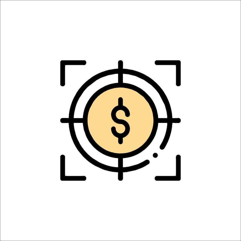 A dollar sign in a camera lens icon vector