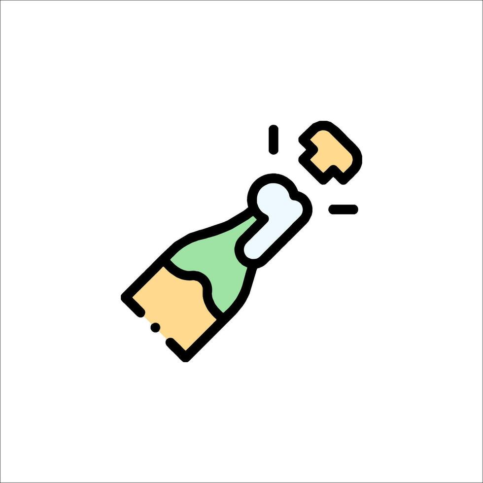 A bottle of champagne with a piece of cheese on top vector