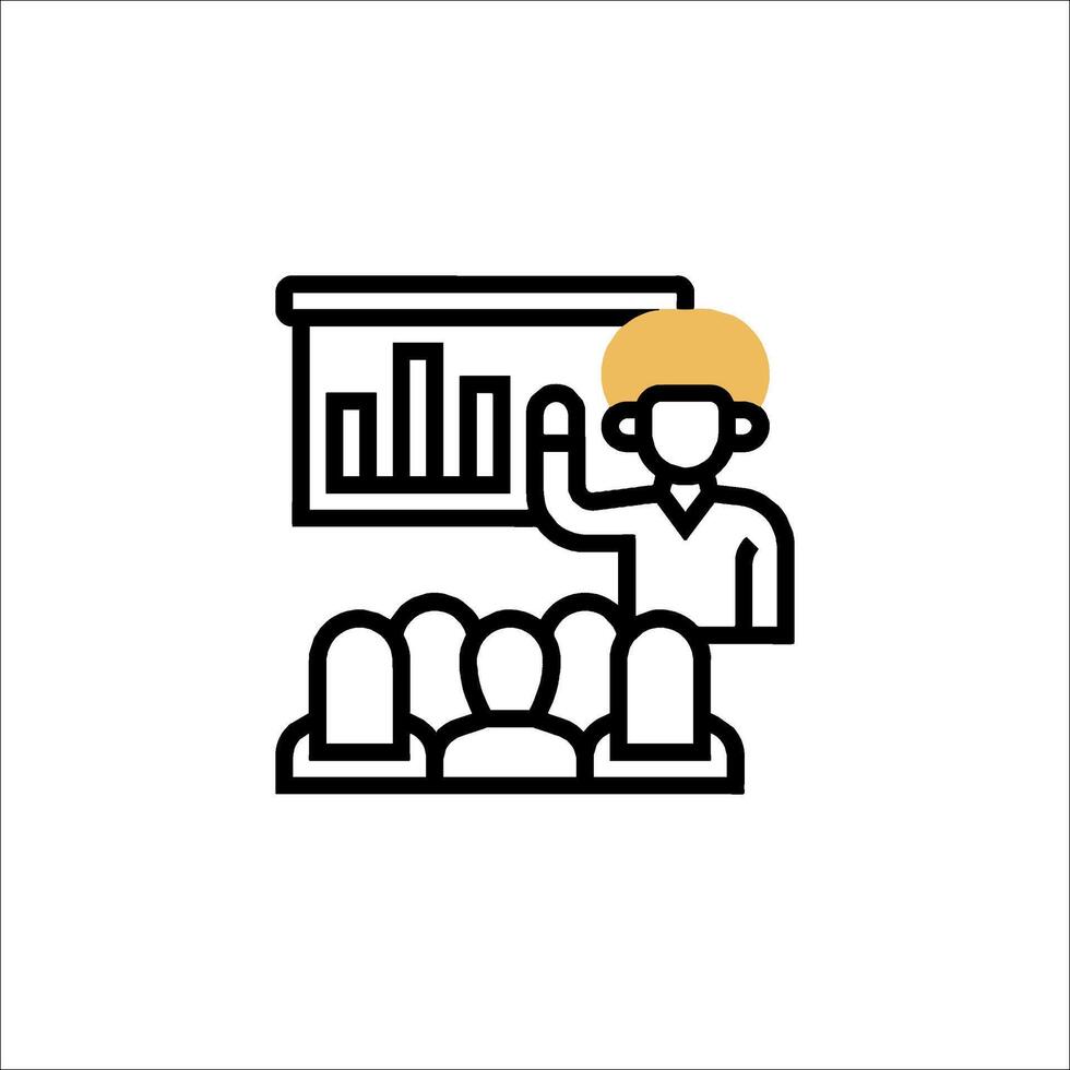 A man giving a presentation to a group of people vector