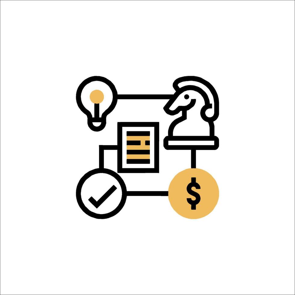 A line icon of a man with a light bulb and a check vector